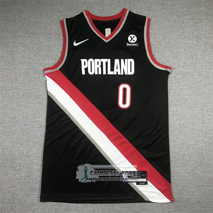 Camiseta Portland Trail Blazers Damian Lillard NO 0 Icon 2021-22 Negro